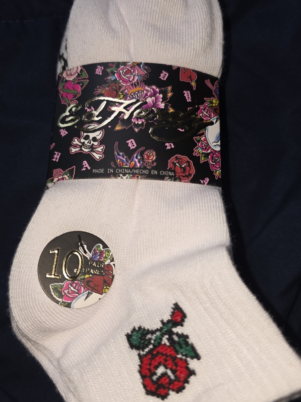 Ed Hardy White Crew Socks 10 PACK